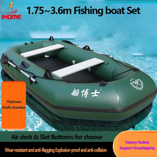Inflatable Fishing Kayak with Air Deck & Clip Net – PVC, 1.75–3.6m