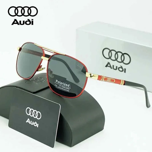 AUDI Luxury Red Gold Polarized Sunglasses Men Designer Driving Sun Glasses Male Pilot Goggles UV400 Eyewear