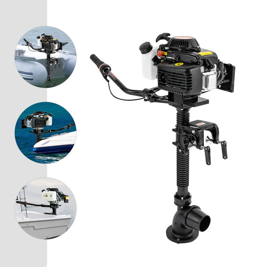 4HP 55cc 4-Stroke Outboard Motor, 2900W Boat Engine with Jet Pump, 360° Tilt for Inflatable Fishing Boats, Manual Start