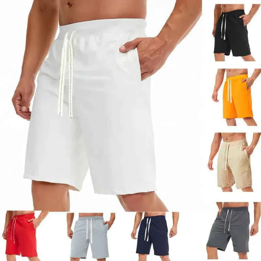 Men's Cotton Blend Beach Shorts – Loose Drawstring Casual Running & Sports Shorts