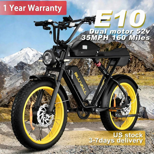 2000W Dual-Motor Electric Bike 52V 46AH Removable Battery Full Suspension Fat Tire Hydraulic Brake Adult Mountain Off-Road Ebike
