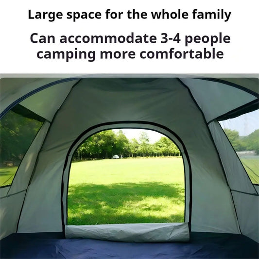 4-Person Pop-Up Camping Tent – Two Doors & Two Windows, 4-Season, 1500-2000mm Waterproof