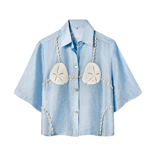'Sand Dollar Stimulus' ~ Relaxed Crop Cut (Blue)