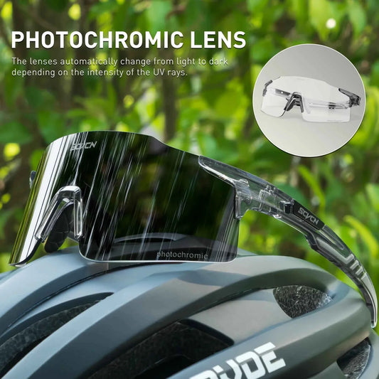 SCVCN Photochromic Cycling Glasses Sunglasses Outdoor Cycling Road Mountain Bike Glasses Men and Women Casual Hiking Windproof