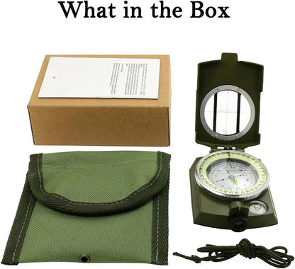 Mulitifunctional High Precision Outdoor Survival Military Compass Camping Waterproof Metal with Fluorescent Geological Compass