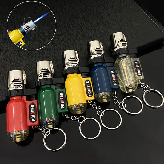 2PCS New Windproof Jet Torch Butane Lighter Portable BBQ Outdoor Ignition Survival Tool Keychain Cigarette Tool Lighters for Men