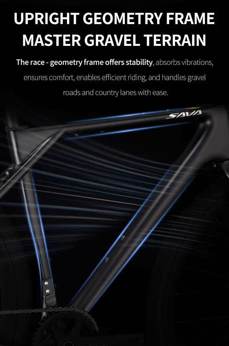 SAVA SF6 Carbon Fiber Gravel Road Bike All Terrain Suitable Off-Road Flat Handlebar Road Bicycle Oil Disc Bicycle Race Bike