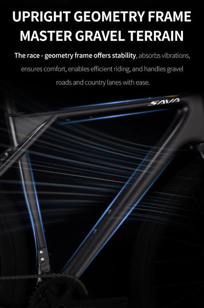 SAVA SF6 Carbon Fiber Gravel Road Bike All Terrain Suitable Off-Road Flat Handlebar Road Bicycle Oil Disc Bicycle Race Bike