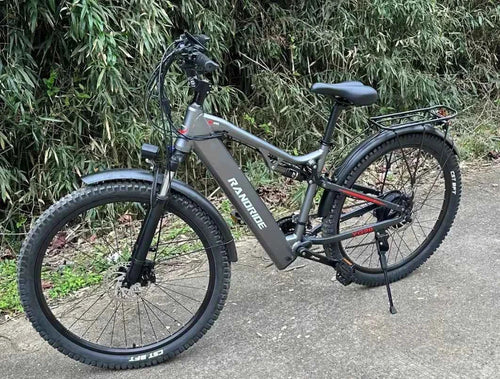 Electric Bicycle RANDRIDE YG90 1000W 48V17AH Hydraulic Brake E-bike with Full Suspension  21 Gears Shift Free Rack Electric bike