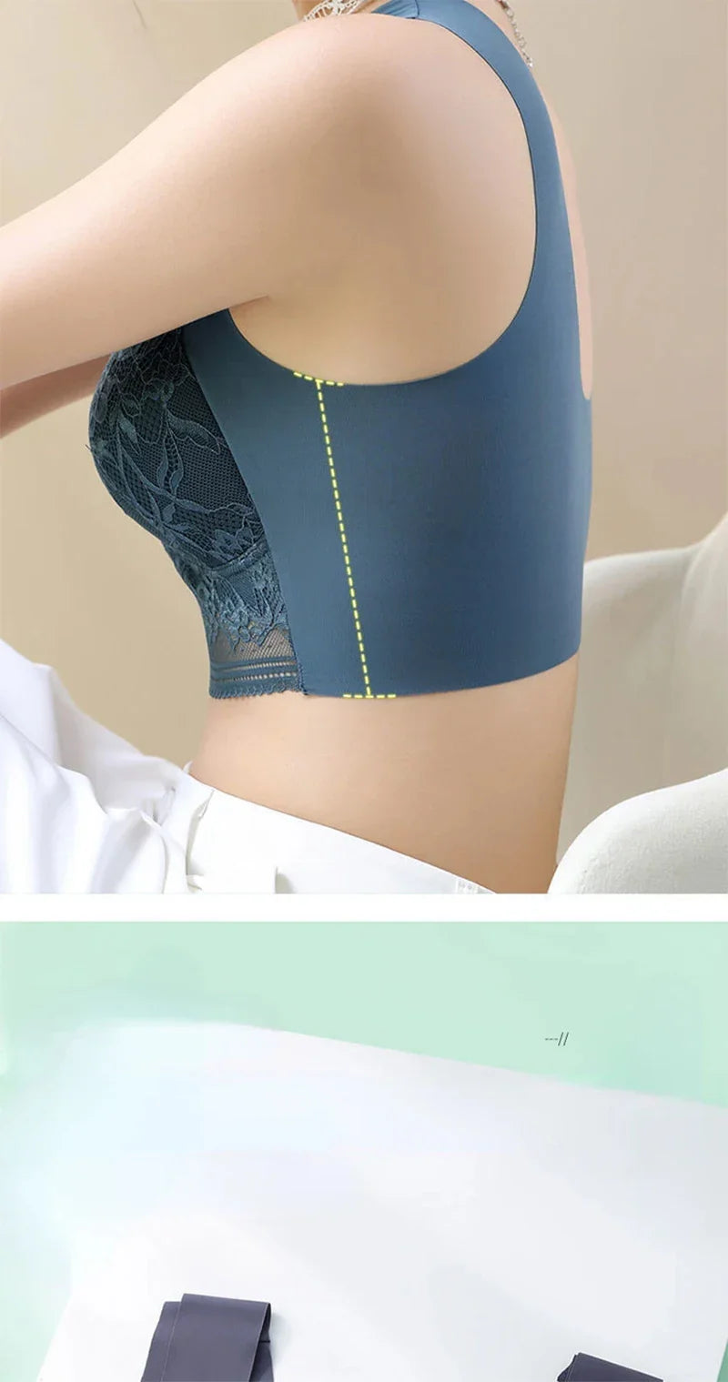 L-6L Women Large Bra Push Up Ice Silk Seamless upper Bralette Lace Wireless Summer Bras Plus Size Top Lingerie Underwear 15019