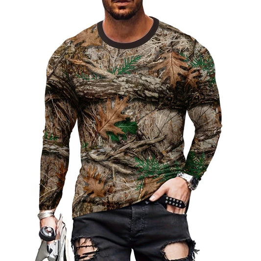 Men's 3D Graphic Long Sleeve T-Shirt – Vintage Print Crew Neck Autumn Streetwear Tee