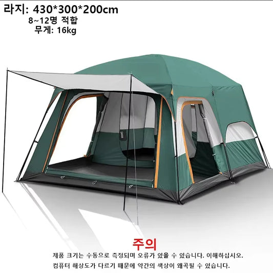 4-Season Camping Tent – 3-12 Person Waterproof Double Layer 2-Room Family Tent