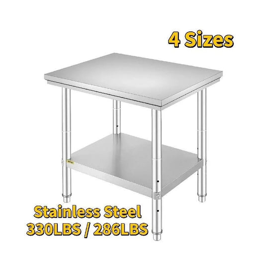 SucceBuy Stainless Steel Kitchen Work Bench Commercial Catering Table Worktable w/Undershelf 330LBS 286LBS for Restaurant