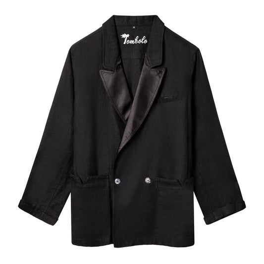 Easy-Going Tuxedo Jacket (Black Linen)