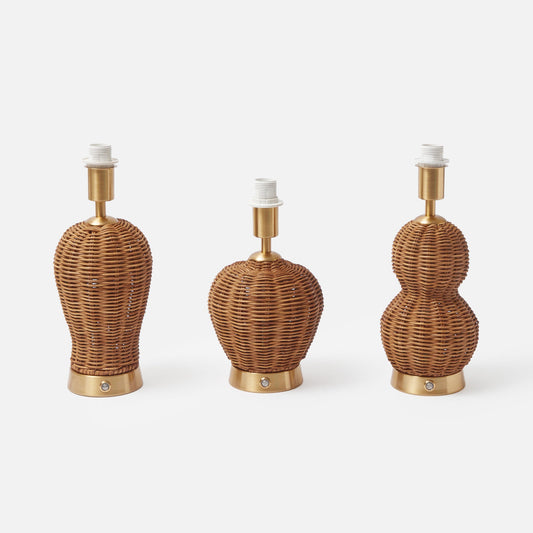 Trio of Rechargeable Rattan Lamps