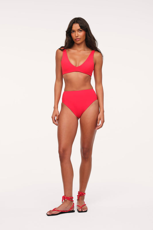 High Waist Bikini Bottom | Smooth Cayenne