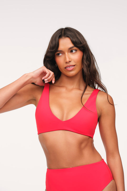 Plunge Bikini Top | Smooth Cayenne