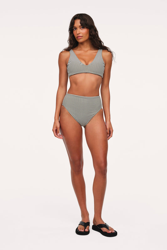 High Waist Bikini Bottom | Olive Stripe
