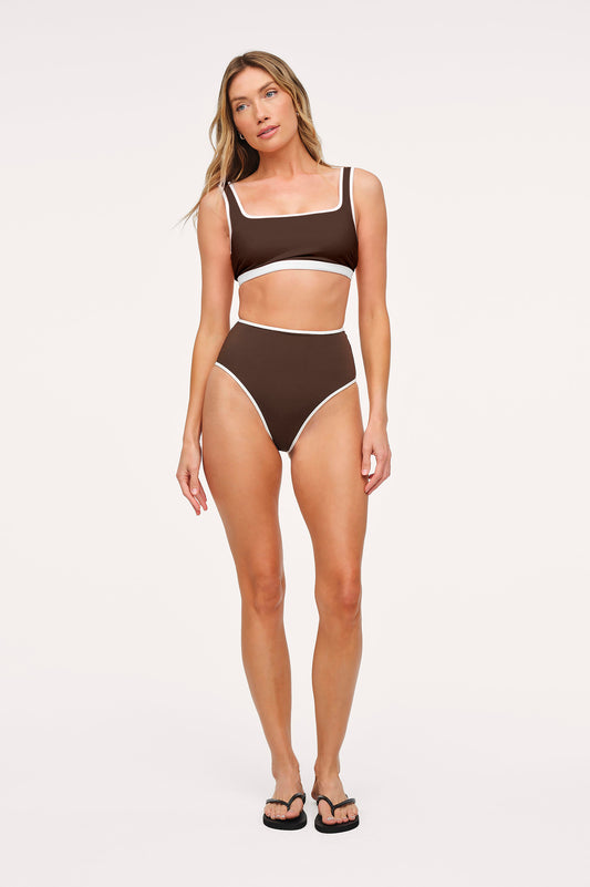 High Waist Bikini Bottom | Contrast Espresso