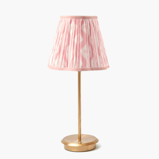 Tall Rechargeable Lamp with Pink Ikat Shade (18cm)