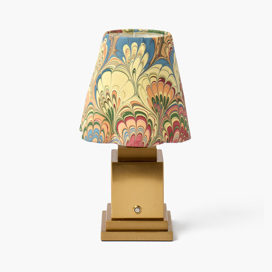 Square Rechargeable Lamp with Multi Marble Shade (18cm)