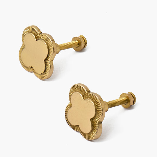 Quatrefoil Brass Knobs (Pair)