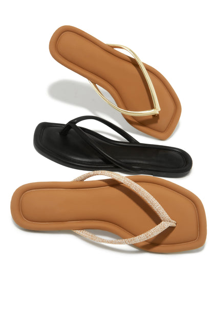 Slip Into Summer Thong Sandals - Black
