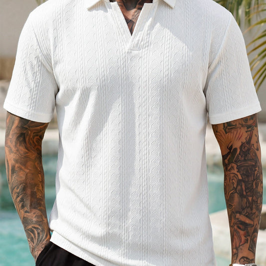 Men's Waffle Knit Lapel Polo Shirt – Smart Casual