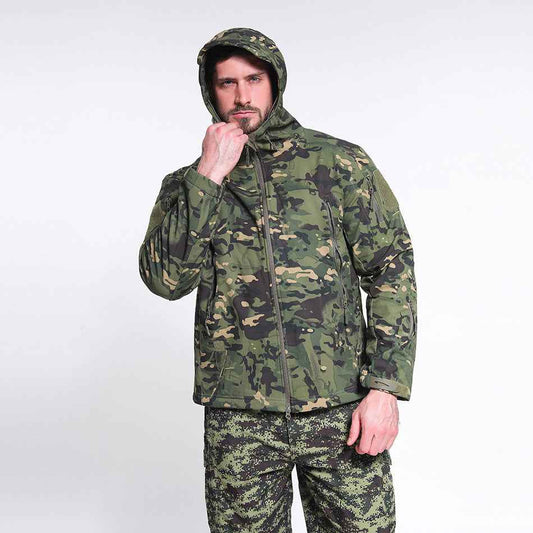 Men's Softshell Fleece Camouflage Jacket – Warm Winter Outdoor Jacket