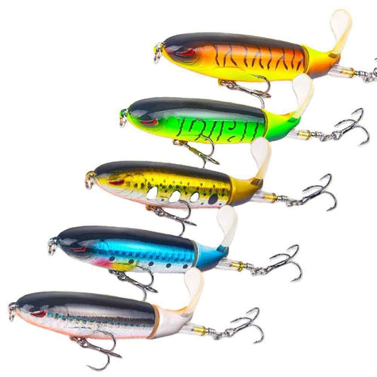 5-Piece Topwater Pencil Lure Set – Rotating Tail, 10cm/13g, Freshwater & Saltwater