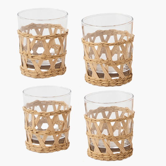 Raffia Water Glasses (Set of 4)