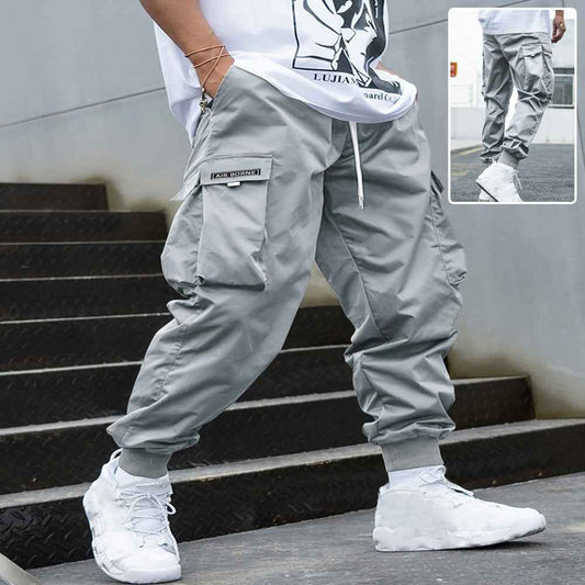 Men's Multi-Pocket Cargo Pants – Loose Fit, Drawstring, 7 Colors, S–3XL