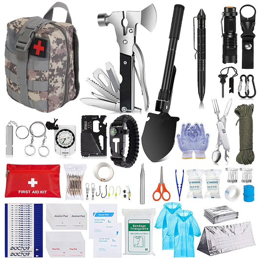 125-Piece Emergency Survival Kit with First Aid Supplies & Tactical Gear