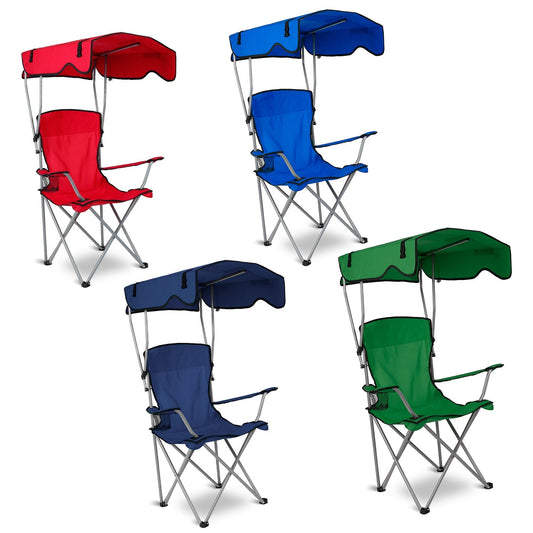 Foldable Camping Chair with Canopy & Cup Holder – 330 lb Capacity