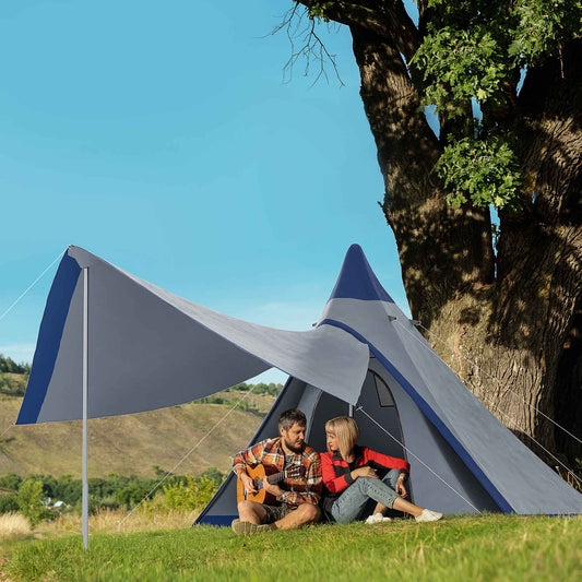 2-3 Person Teepee Camping Tent with Porch – Waterproof, Carry Bag Included