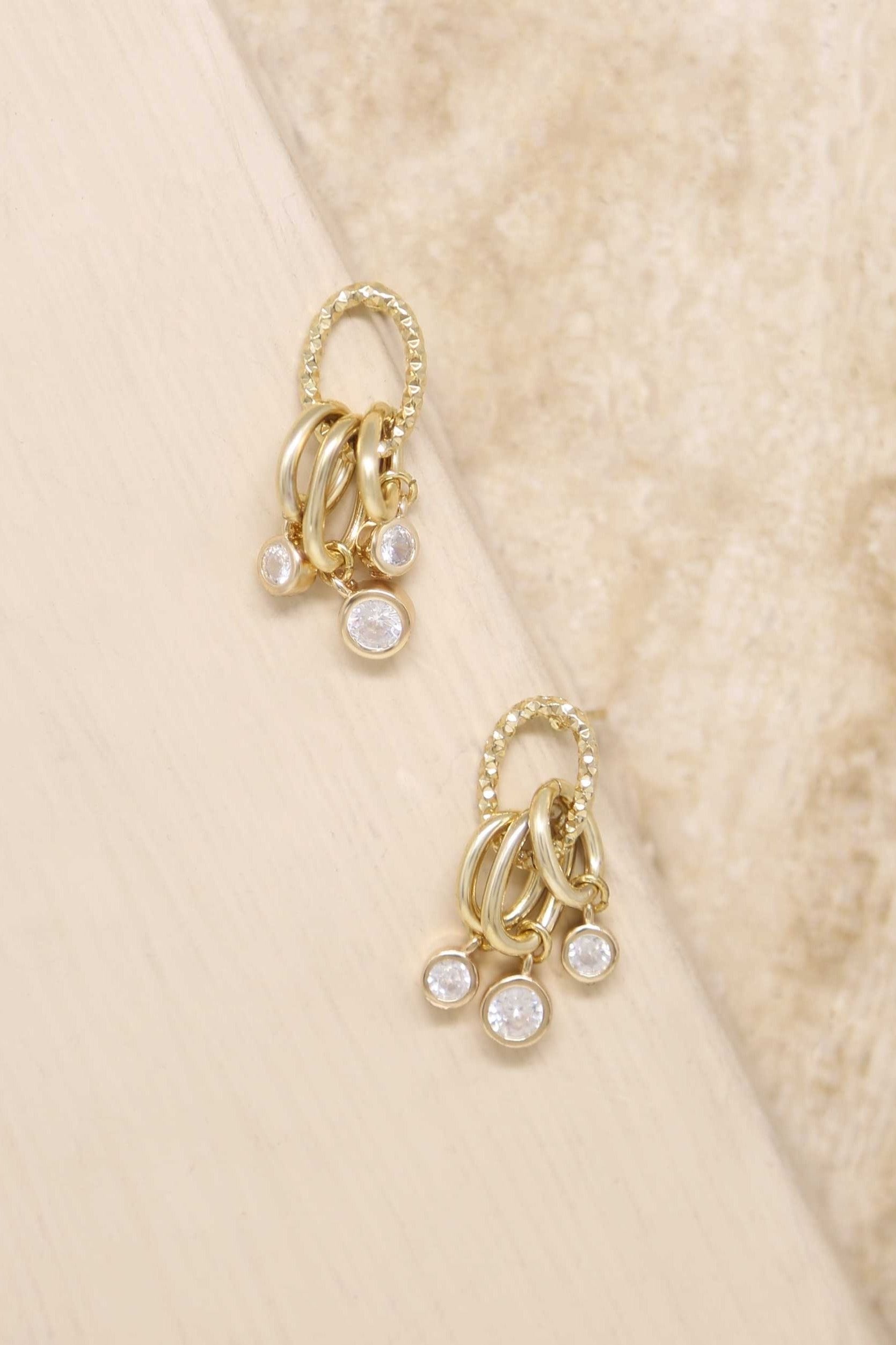 18k Mini Crystal Jingle Dangle EARRINGS