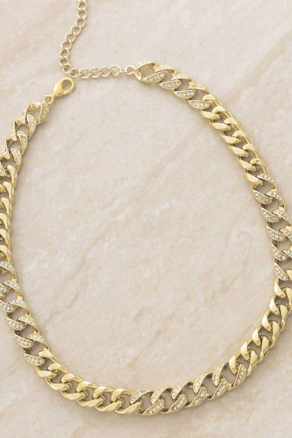 18k Chain Link Rhinestone Necklace