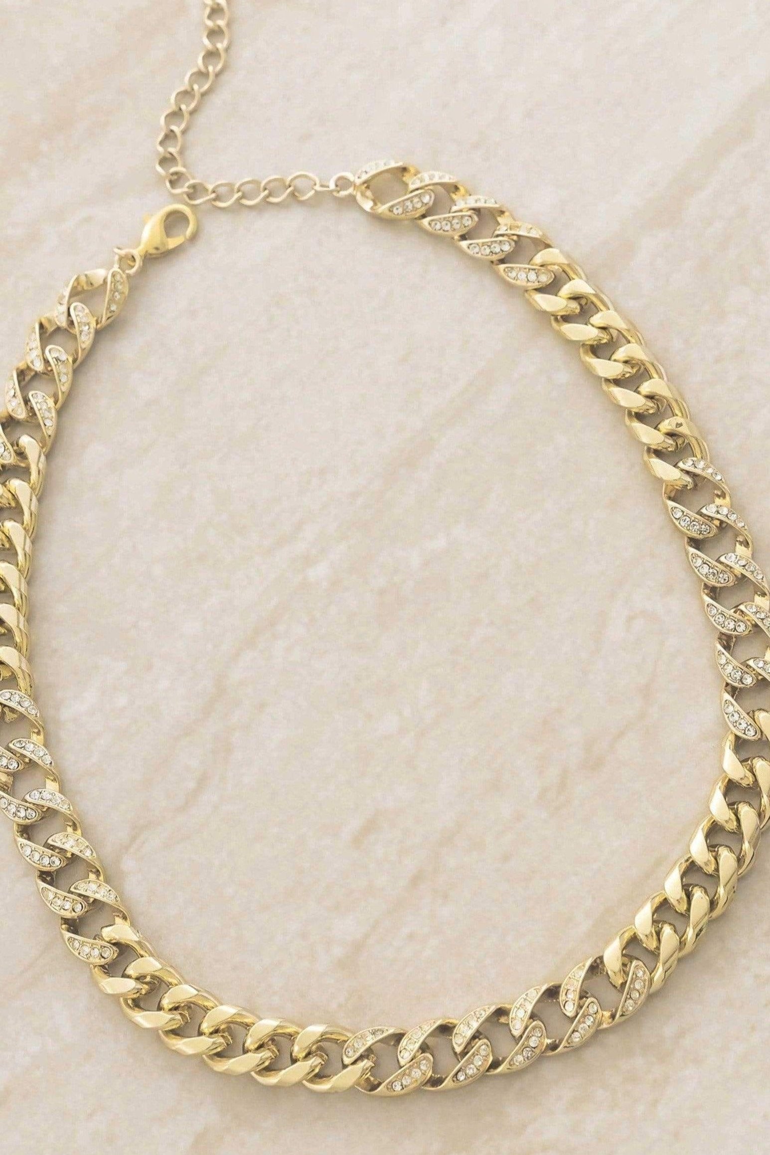18k Chain Link Rhinestone Necklace