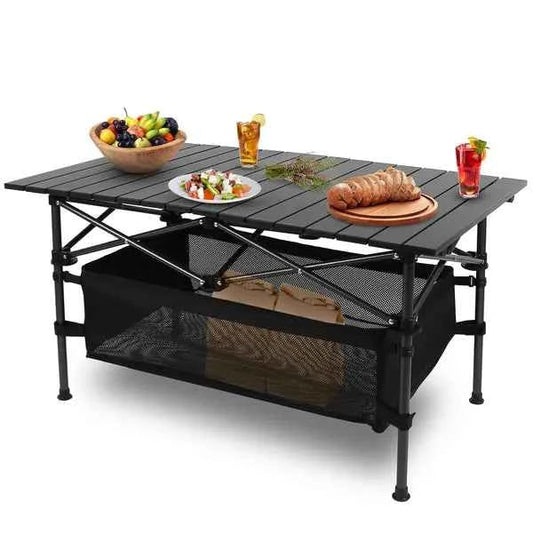Aluminum Roll-Up Camping Table – Lightweight, Portable, Carry Bag Included