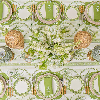 Green Lily of the Valley Eloise Linen Placemats & Napkins (Set of 4)
