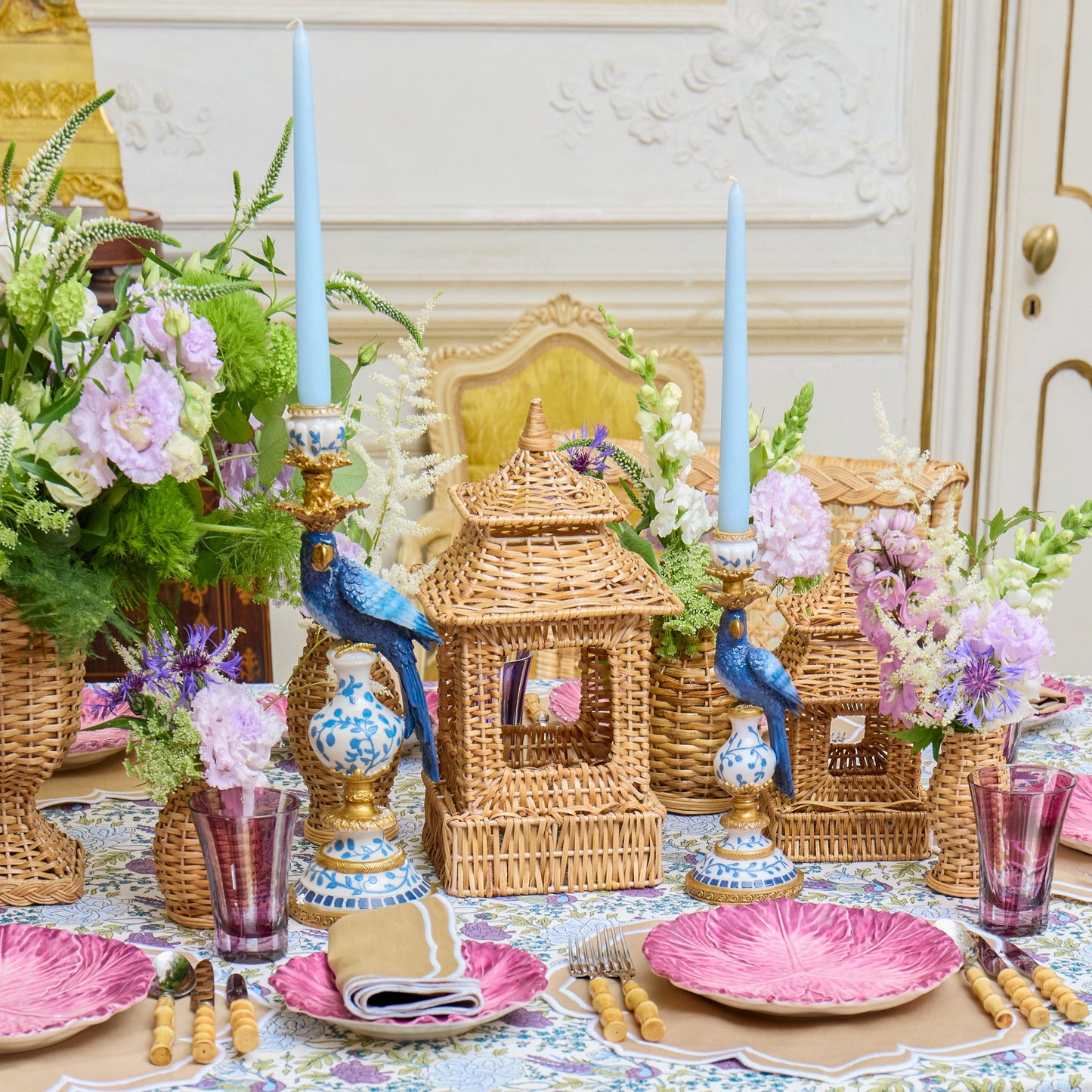 Natural Rattan Pagoda Lantern Set