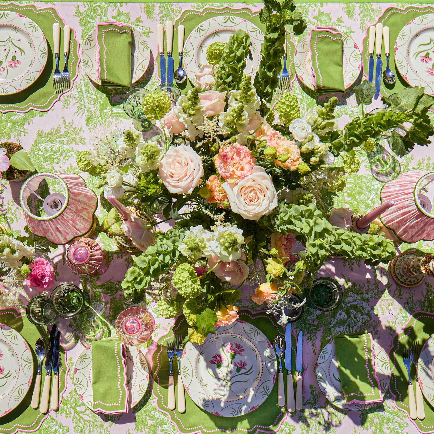 Green & Pink Gisele Placemats & Napkins (Set of 4)