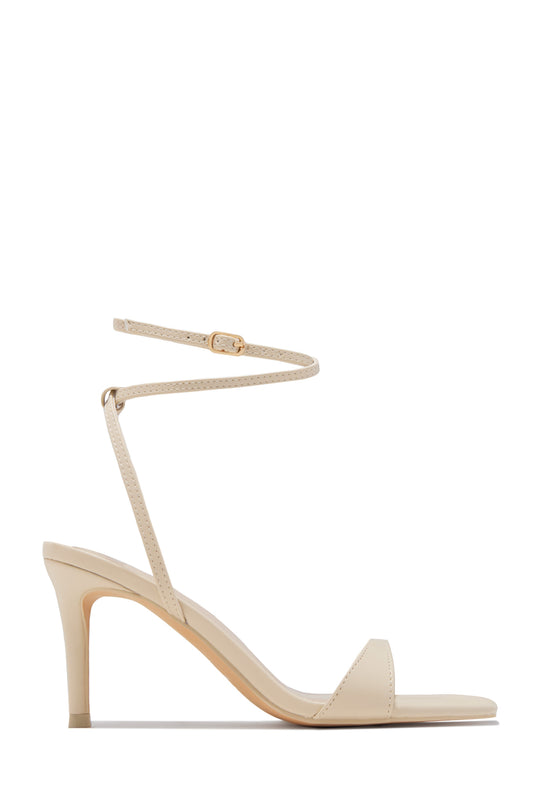 Viana Ankle Strap Mid Heels - Ivory