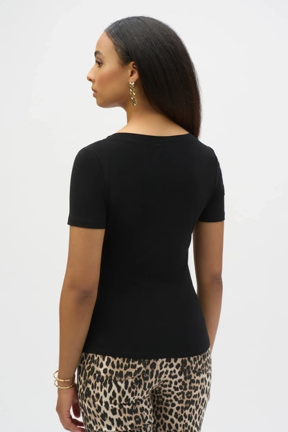 Joseph Ribkoff Drape Front Buckle Detail Fitted Top 252230