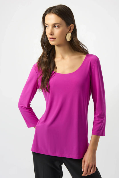Joseph Ribkoff Scoop Neck 3/4 Sleeve Relaxed Top 253945