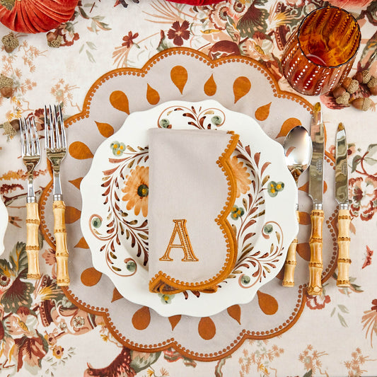 Taupe & Mustard Bettina Placemats & Napkins (Set of 4)