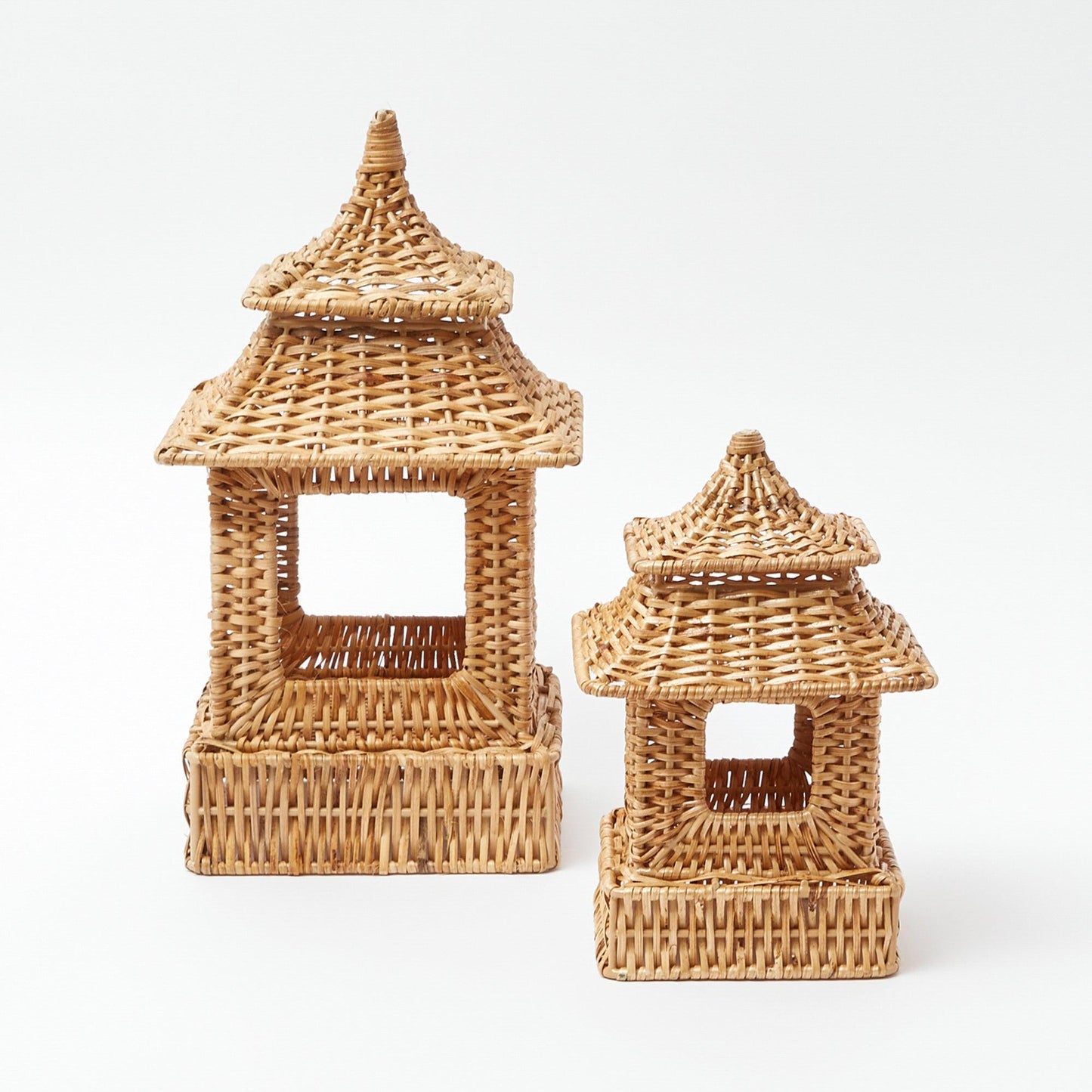 Mini Rattan Pagoda Lanterns (Pair)