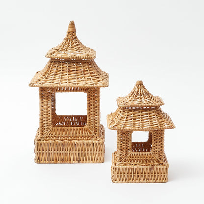 Mini Rattan Pagoda Lanterns (Pair)