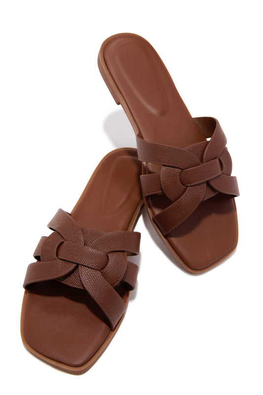 Arely Flat Slip On Sandals - Brown