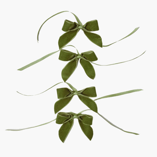 Forest Green Mini Velvet Napkin Bows (Set of 4)